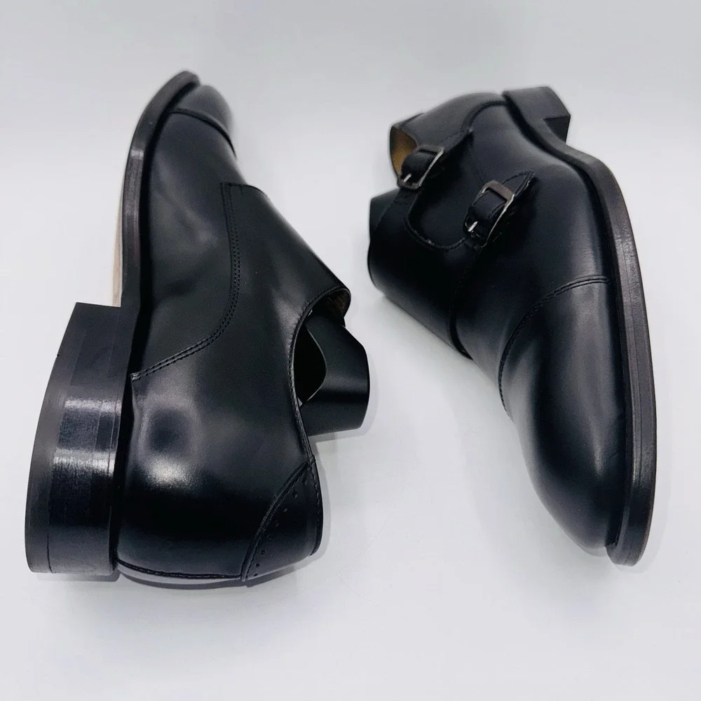 Antonio Maurizi Double‎ Monk Strap Oxfords Men's Size 9 EU 42 Black Leather